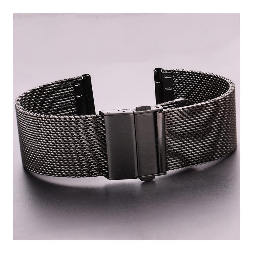Elegantes Edelstahlband für Milanaise-Uhren in Schwarz und Silber für Damen und Herren größenverstellbar von 16-24 mm mit Implementierungsverschluss