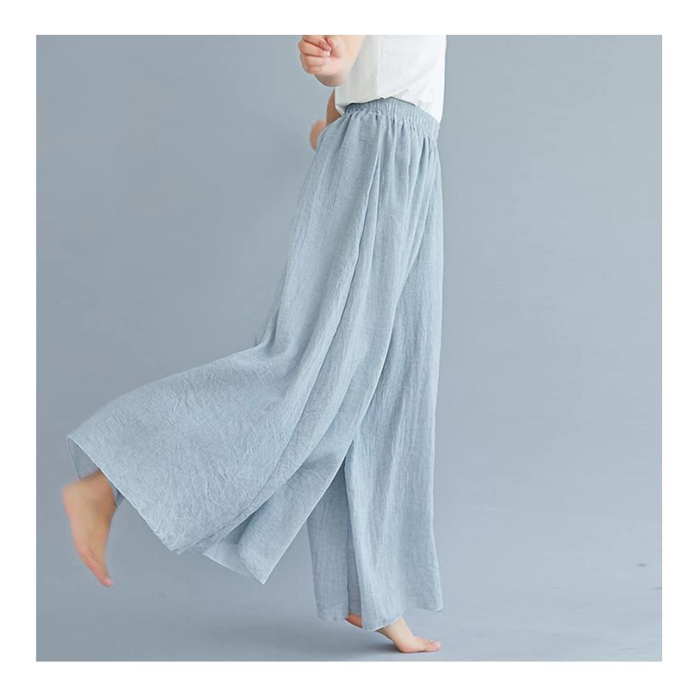 Bequeme Damenhose aus Baumwolle & Leinen - Weite Loungehose für Freizeit Sport & Yoga - Lockere Jogginghose in 12 Farben
