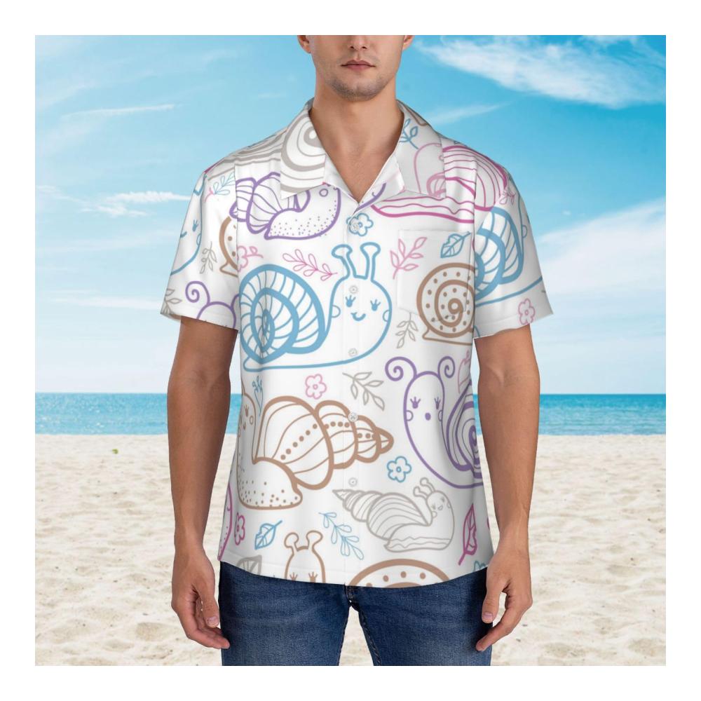 Entspannen Sie sich im Stil Kurzärmeliges Hawaii-Hemd für Herren - Perfekt für Sommer Strand und Urlaub - Lässiger Aloha-Look mit Knopfleiste