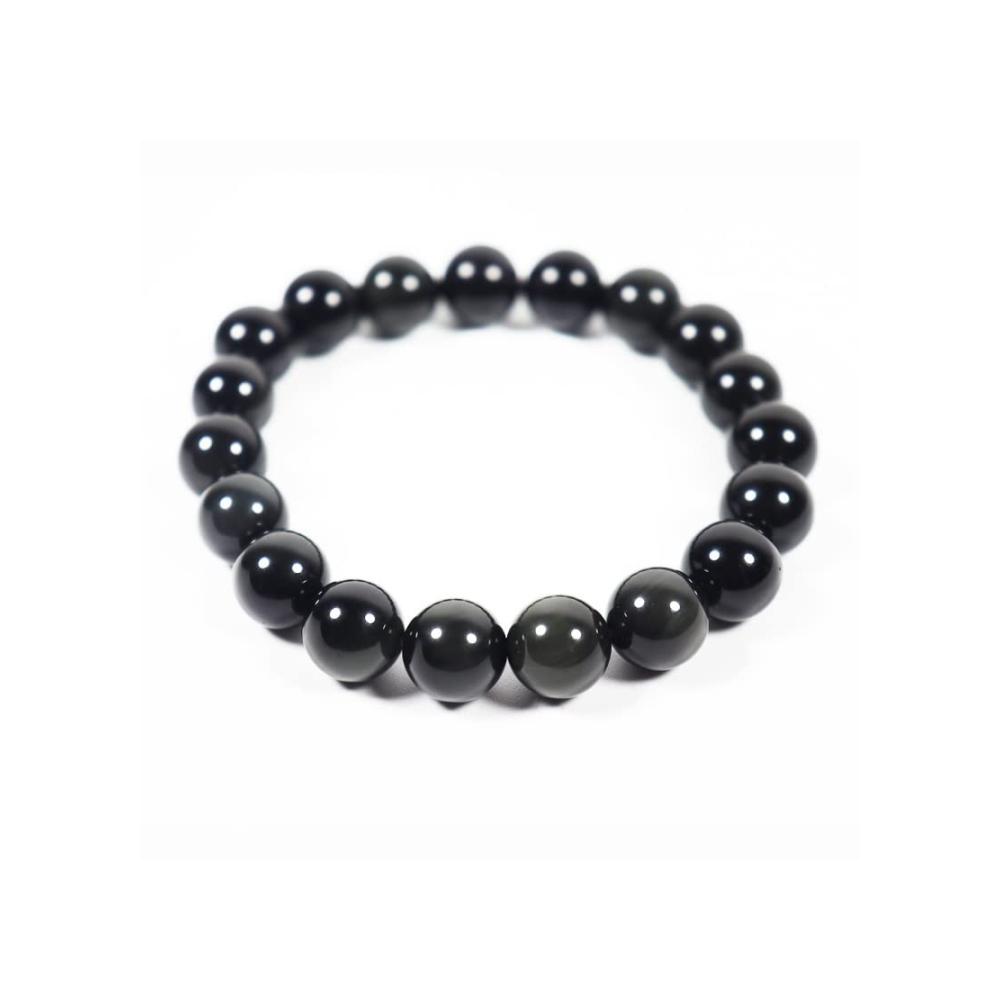 Armband aus natürlichem Turmalin Graphit-Charme runde Perlen Kristallstein Geschenkidee für Frauen (Durchmesser 6–14 mm