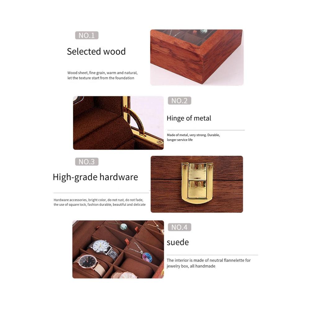 Luxuriöse Palisander Aufbewahrungsbox Organisiert Uhren Schmuck Ringe & Sonnenbrillen stilvoll. Europäische japanische & koreanische Eleganz vereint. Langlebig & leicht zu handhaben