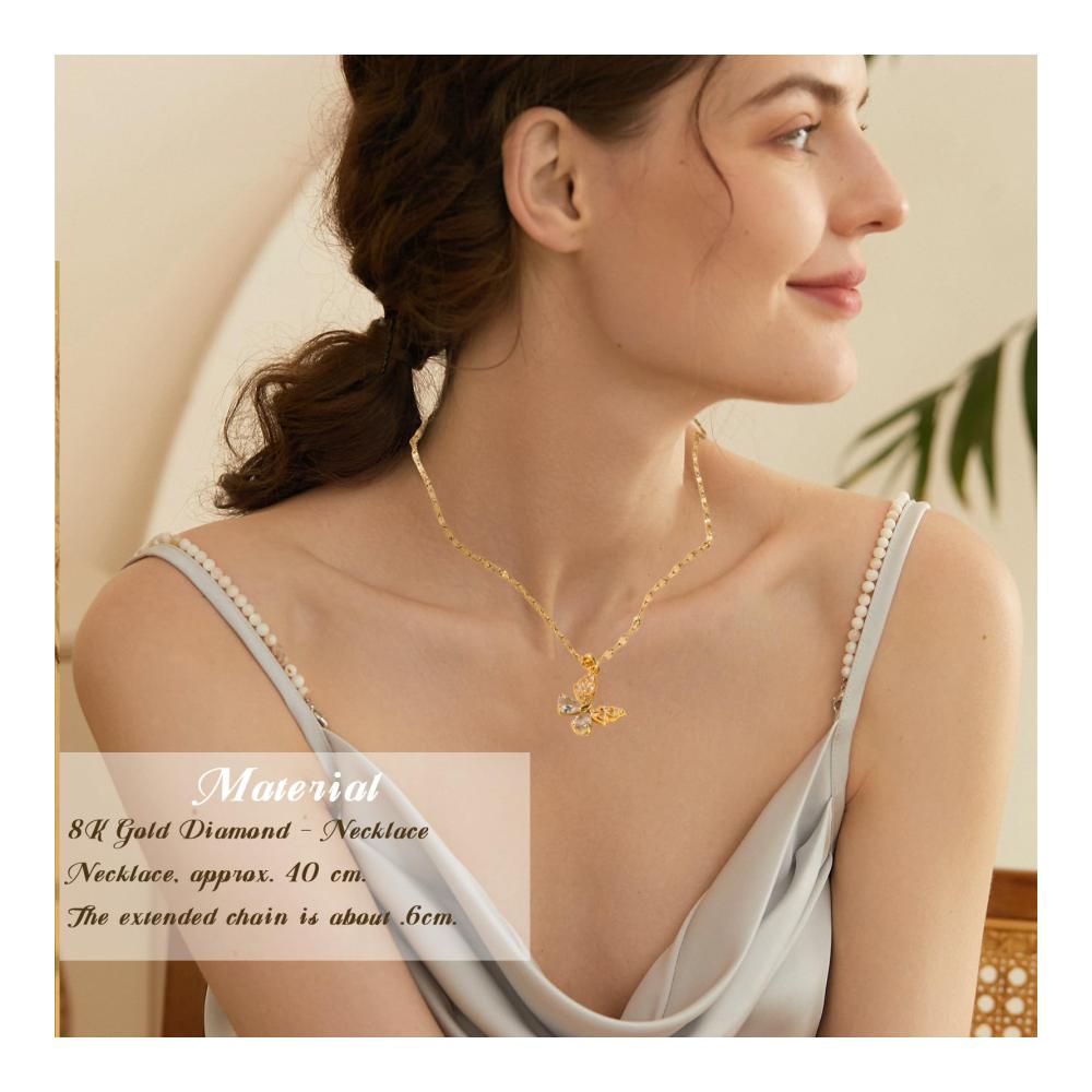 Elegante 18K Gold Schmetterlings-Kettenhalskette mit funkelnden Kristallen - Einzigartiger Schmuck für stilbewusste Frauen und Mädchen - Jetzt entdecken