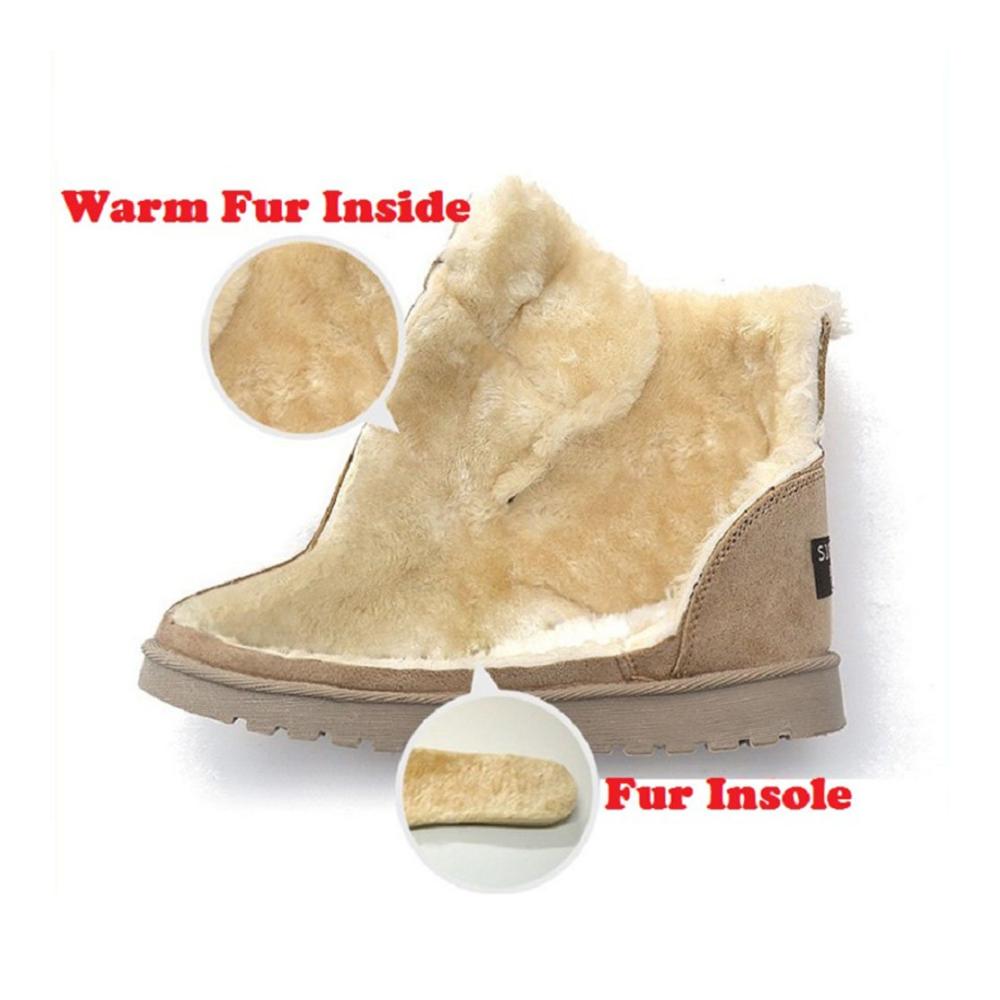 Damen Stiefel Warme Gefütterte Schlupfstiefel für den Winter | Bequeme Kurzschaft Stiefeletten für Frauen in Beige Größe 39 | Outdoor Combat Boots