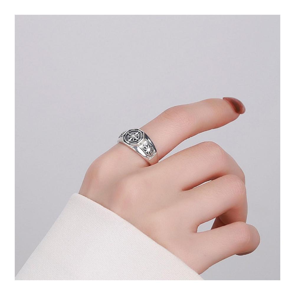 Entdecken Sie die Vielseitigkeit von Ringen Verstellbarer Silberring für Herren Fidget-Ring mit Schwarzberg-Motiv offen und anpassbar. Perfekter Vintage-Schmuck für Männer Frauen und Unisex