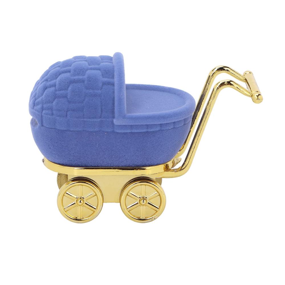 Behalten Sie Ihre Erinnerungen sicher Kinderwagen-Schmuckschatulle mit Retro-Charme. Dekorativ und niedlich perfekt für Babyzähne Ringe und Ohrringe. Blau mit weichem Futter