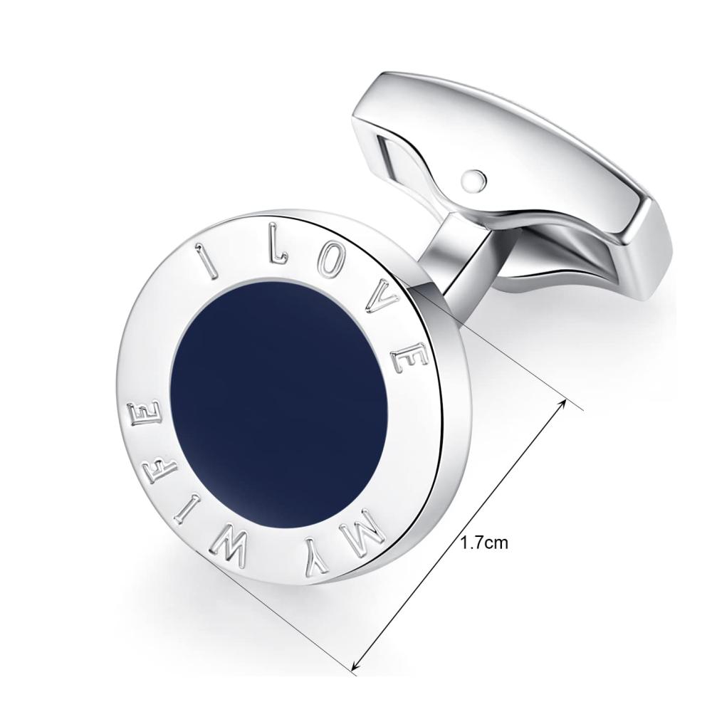 Elegante Edelstahl Manschettenknöpfe für Herren Romantische Hochzeit Accessoires I Love My Wife von Honey Bear - Einzigartige Runde Cufflinks MEHRWEG