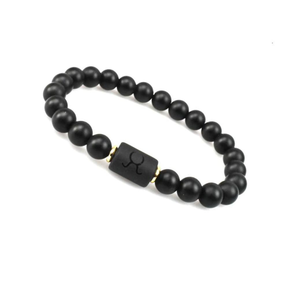Entspannendes Glücksstein-Armband Schwarzes Obsidian für Männer. Natürliche Schönheit und Anti-Angst-Eigenschaften vereint. Perfekte Geschenkidee