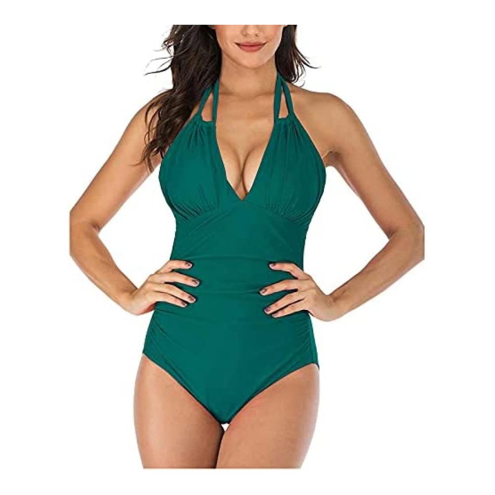 Badeanzüge Damen Einteiler Bauchweg Bademode Sexy Push-Up Monokini Swim Suit Hohe Taille V-Ausschnitt Schwimmanzug Strandmode Sommer Badeanzüge Badebekleidung