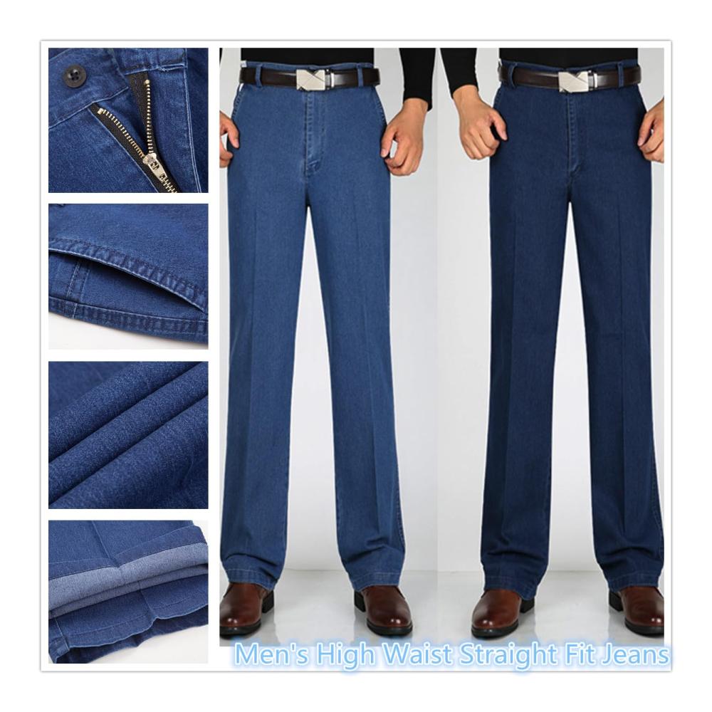 Stilvoll und bequem Herren High Waist Straight Fit Jeans - Schlanke Stretch-Jeans mit 4 Taschen für lässige Eleganz