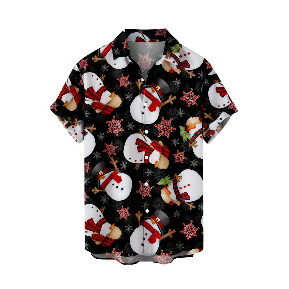 Stylische Weihnachtshemden Herren Kurzarm-Hemden mit funky Weihnachtsmotiven und lässigem Button-Down-Design - Perfekt für festliche Stimmung! 🎅👕
