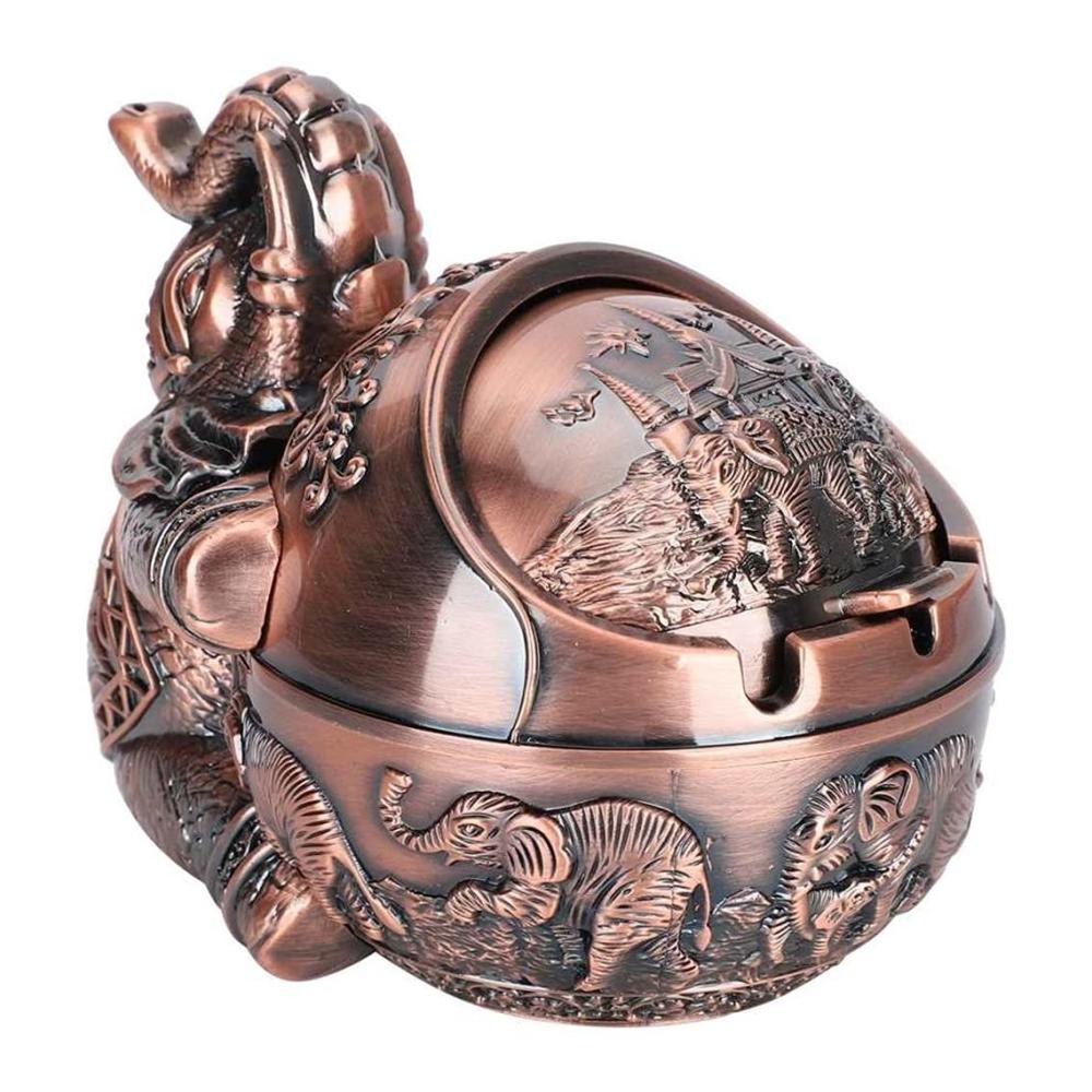 Stilvoller Taschenaschenbecher Vintage Metal Tragbar Mit Deckel – Perfekte Home & Office Dekoration! Holen Sie sich jetzt Ihren Elefanten-Zigarettenaschenbecher