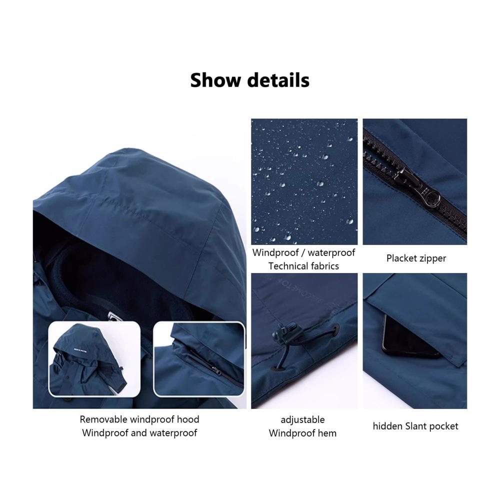 Trendige Damen 3-in-1-Jacke Abnehmbare Kapuze wasserabweisend & winddicht für ultimativen Schutz in jeder Jahreszeit! Perfekte Allround-Wahl für Outdoor-Aktivitäten