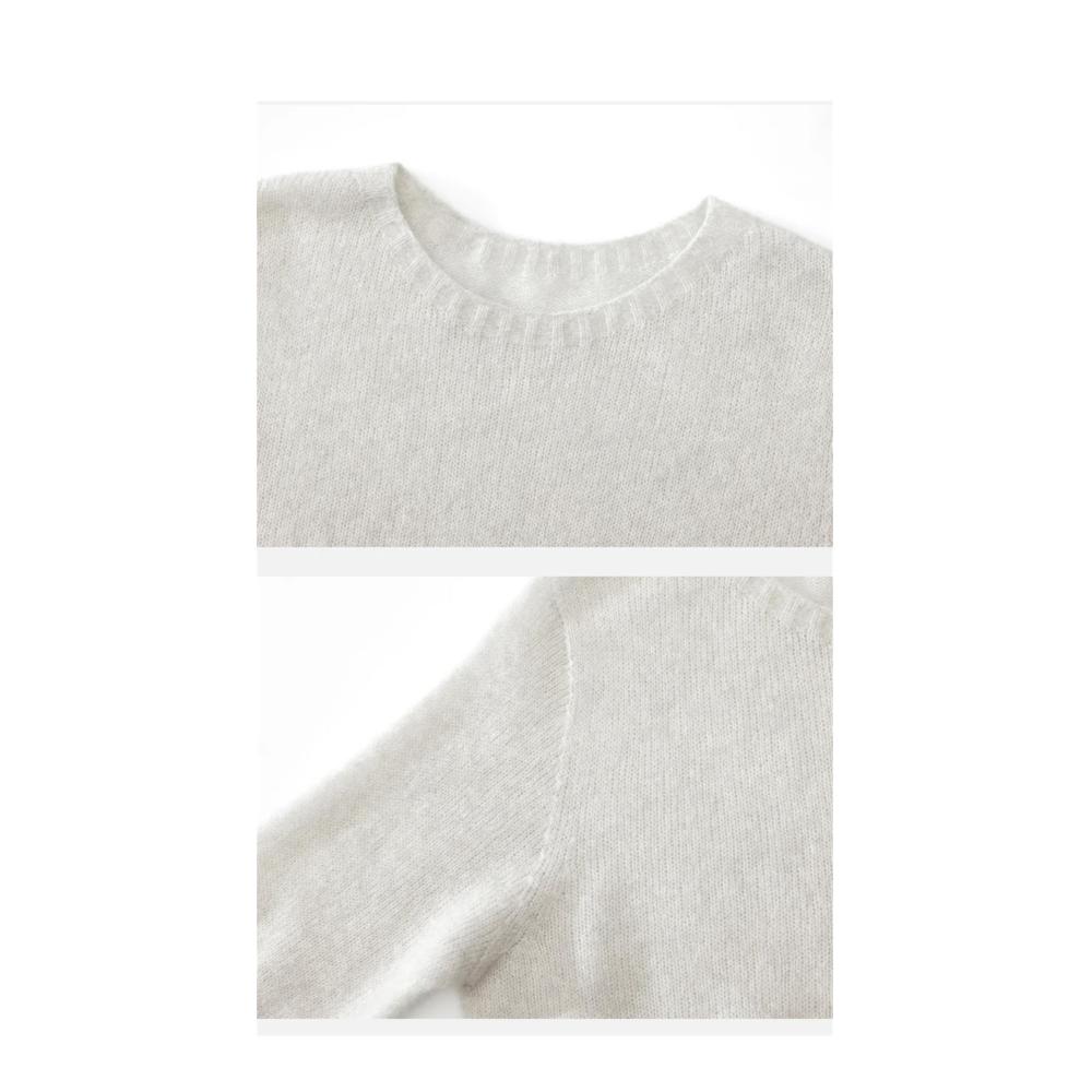 Damen O-Ausschnitt Strickpullover Kurzarm Leichter Pullover Lockerer Kurzpullover für Frauen