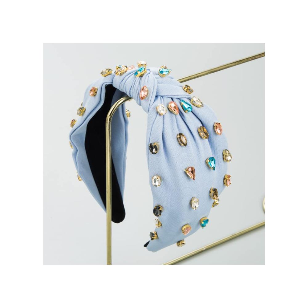Verleihe deinem Look Glanz! Strassbesetztes Stirnband - Perfektes Accessoire für Glamour. Weiches Haarband für Damen elegant geknotet. Stilvoller Haarschmuck
