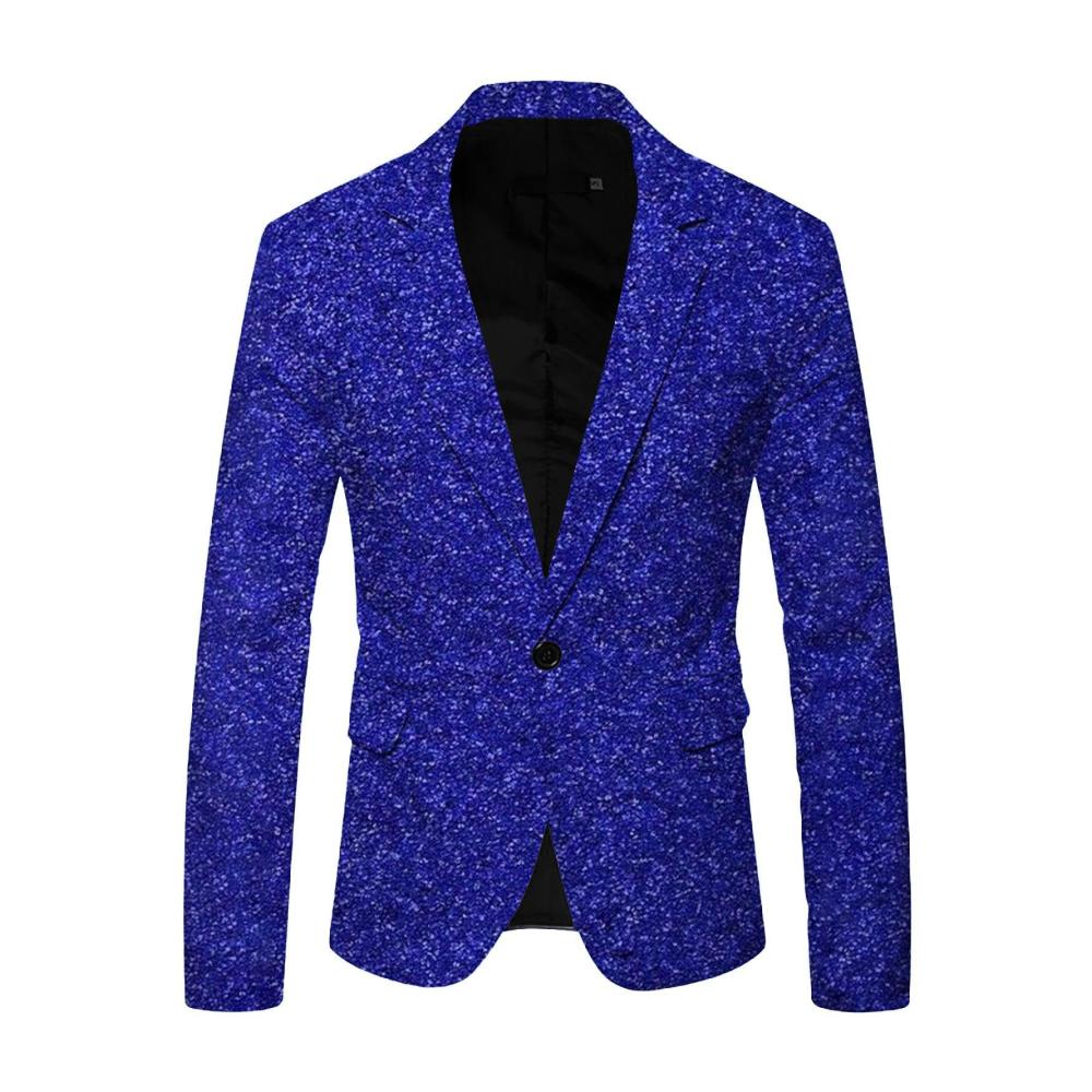 Entdecke den Glanz Pailletten Sakko für stilbewusste Herren! Ein-Knopf Design Slim Fit Passform für elegante Frühlings- und Herbstlooks. Ideal für Hochzeiten und Mottopartys