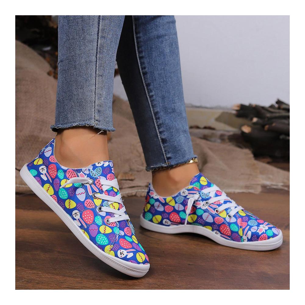Entdecken Sie den Retro-Chic Segelschuhe Damen 41 mit buntem Frucht- und Blumendruck weicher Schnürung und dickem Boden. Stilvolle Freizeitschuhe für den perfekten Look