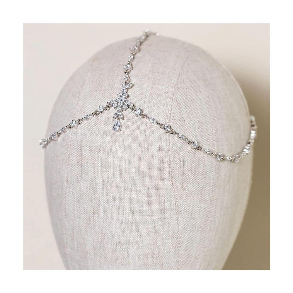Exquisites Zirkonia Blatt Stirnband - Charmantes Haarband für Boho-Bräute Hochwertiger Haarschmuck in Gold mit Tassel-Akzenten - Perfekter Kopfschmuck für Frauen