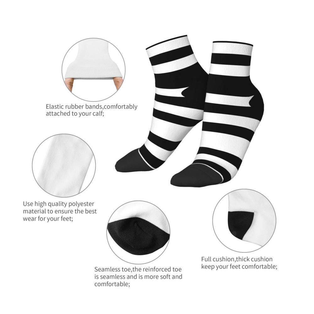 Knöchelhohe Socken Gemütliche und modische Socken für Damen und Herren mit Streifenmuster in Schwarz und Weiß