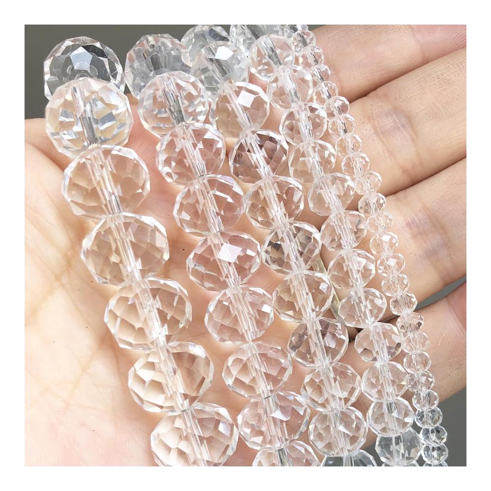 Facettenreiche AB Klarglas Kristall Rondelle Beads lose Perlen zur Schmuckherstellung DIY Perlenschmuck Armbänder Ohrringe Halsketten 4/6/8/10/12/14mm