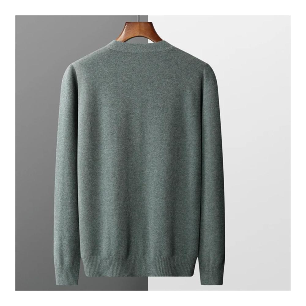 Premium Herren Strickjacke 100% Merinowolle einfarbig gestrickt Basic-Pullover Mantel-Design Button-Down-Komfort