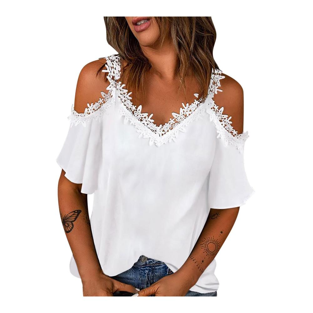 Entdecke den ultimativen Stil mit unseren angesagten T-Shirts für Damen Elegante V-Ausschnitte verführerische Schulterfreiheit und trendige Spitzen-Details! Perfekt für jeden Anlass