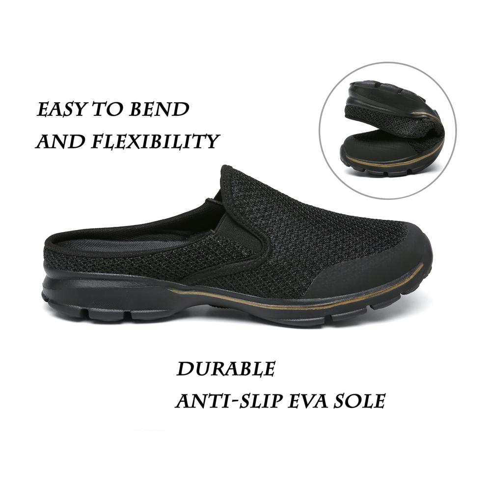 Damen & Herren Hausschuhe Atmungsaktive Clogs & Pantoletten mit rutschfester Sohle | Unisex Schwarz | Freizeit Garten & Alltag