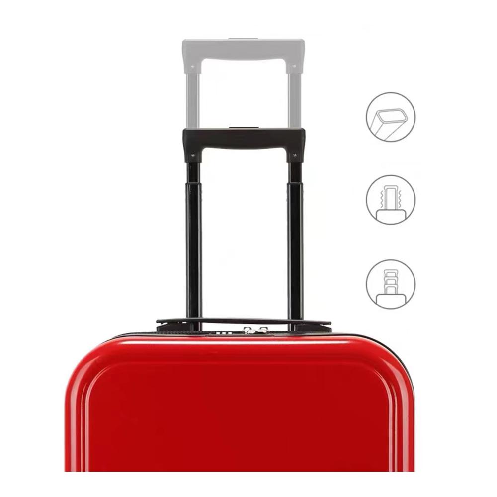2-teiliges Gepäck-Reise-Set für Studenten Spinner-Koffer 18 / 20 + Kosmetiktasche 14 mit Code-Schloss in Pink