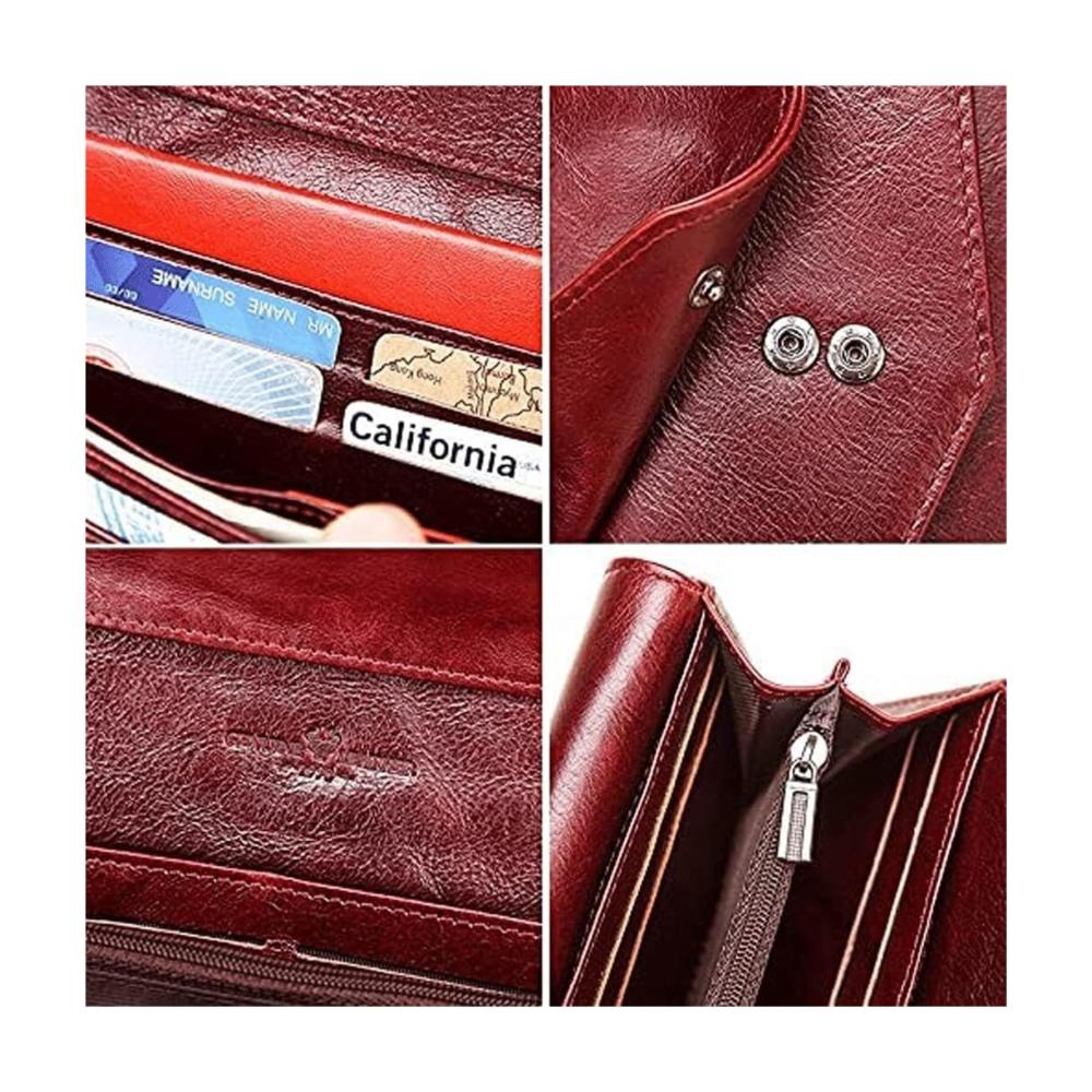 Entdecken Sie stilvolle Geldbörsen Klassische Vintage-Lederbrieftasche für Herren mit großer Kapazität und Reißfestigkeit. Ein perfektes Geschenk in Rot 9x19cm