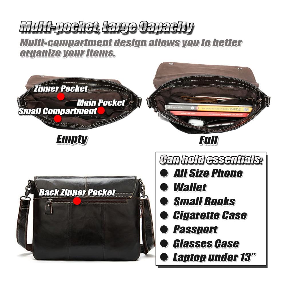 Ultimative Messenger-Bags für Herren Luxuriöse Leder Umhängetasche mit 13-Zoll Laptopfach. Stilvoll geräumig und vielseitig für Business und Freizeit