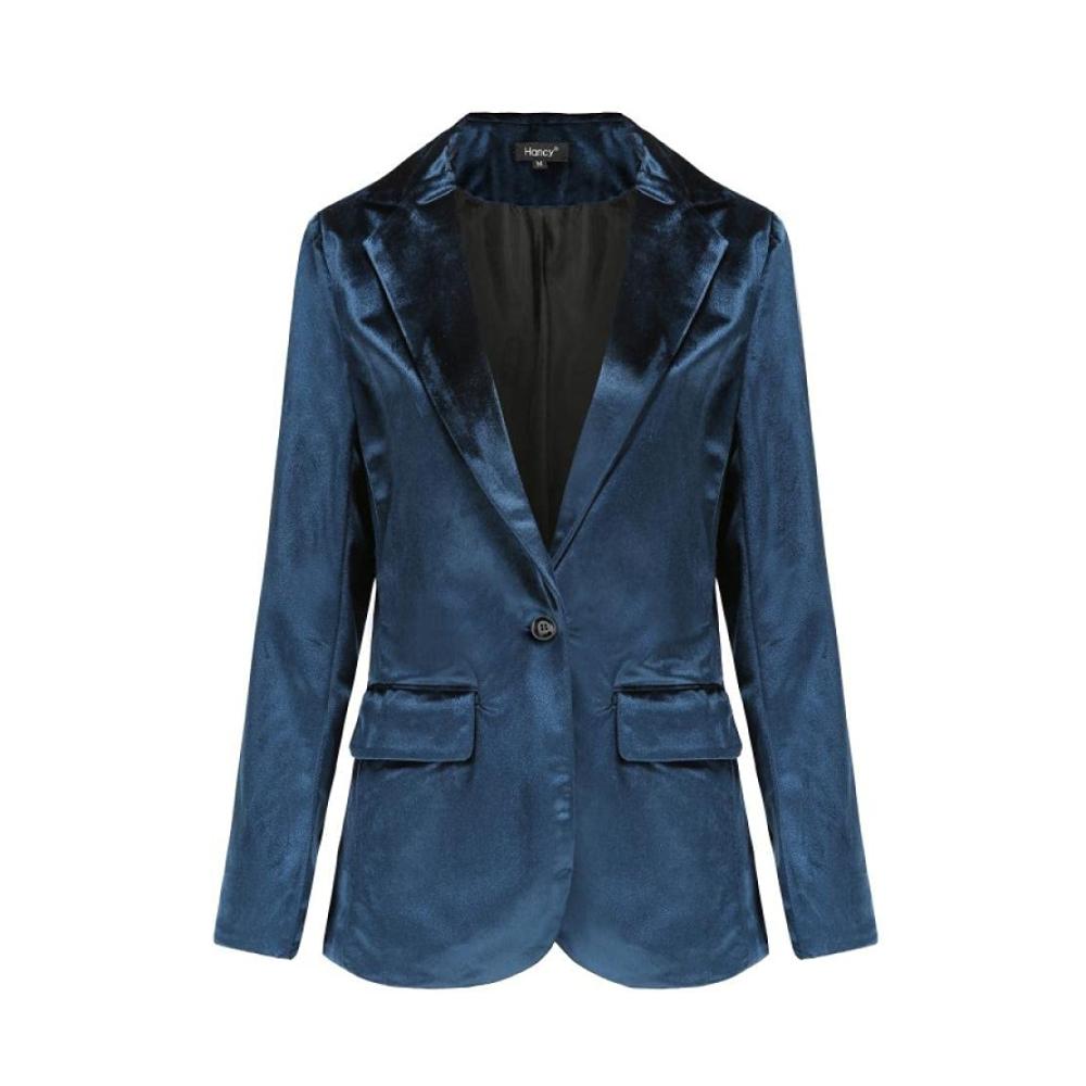 Entdecke stilvolle Eleganz Damen Blazer Herbst/Winter Samt XL Größe - Ein-Knopf Freizeitanzugjacke in Plus-Größe