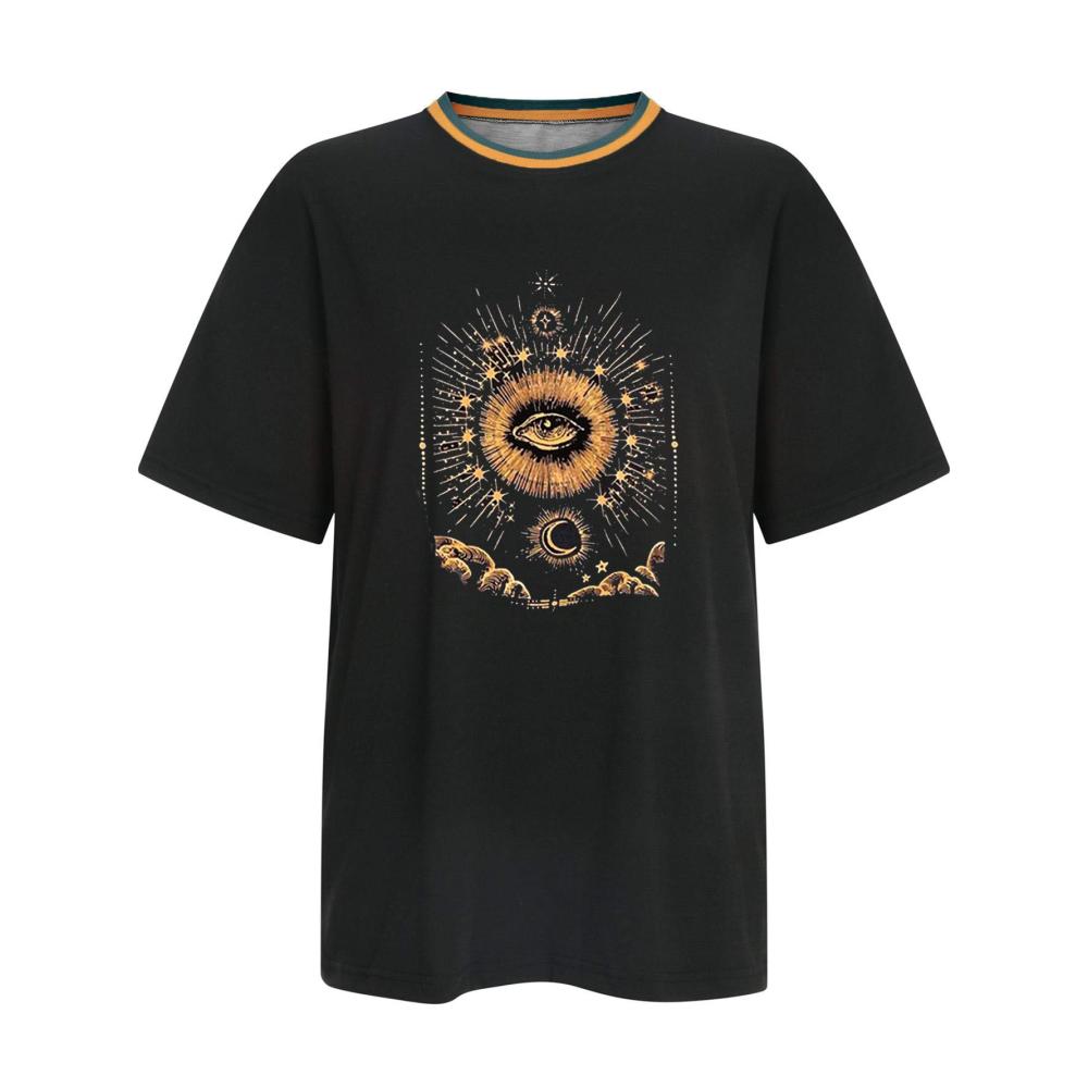 Entdecke den zeitlosen Chic Damen Oversize Vintage T-Shirt mit lässigem Auge-Druck! Perfekt für den Sommer und Streetwear ein Must-Have für trendige Mädchen