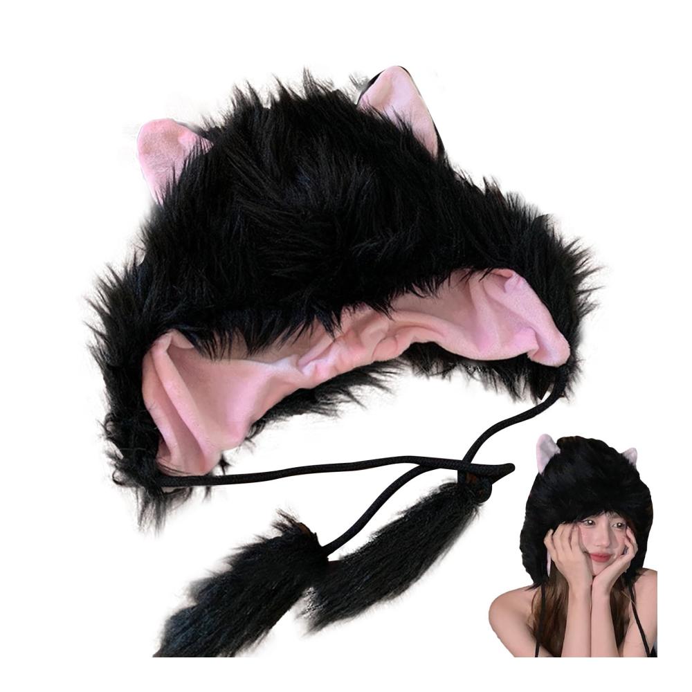 Entdecke die Wärme Flauschige Strickmützen mit Tierohren für kalte Tage und festliche Anlässe - Perfekt für Outdoor-Mode Tanzen Halloween Party und Weihnachten