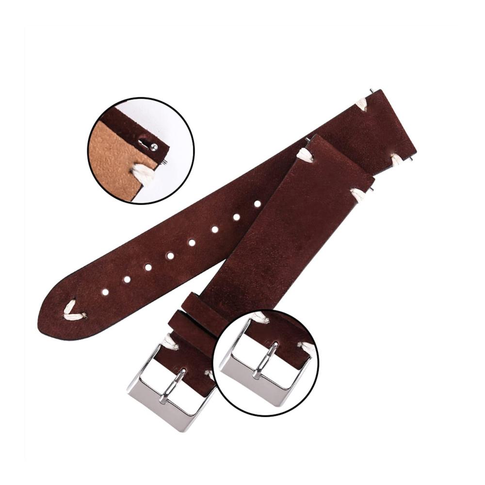 Hochwertiges handgefertigtes Uhrenarmband aus weichem mattem Leder in Grün und Dunkelbraun | 20mm 21mm | Stilvolles Armbanduhr Armband für perfekten Tragekomfort