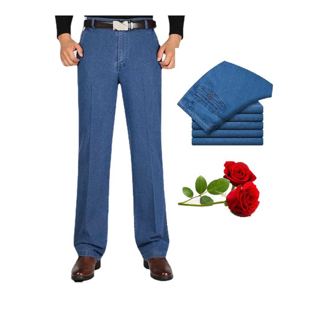Stilvoll und bequem Herren High Waist Straight Fit Jeans - Schlanke Stretch-Jeans mit 4 Taschen für lässige Eleganz