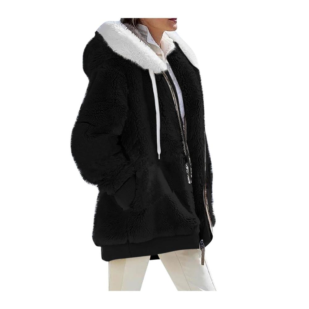 Warme kuschelige Damen-Fleecejacke mit Kapuze und Langarm in verschiedenen Farben für Herbst Winter und Frühling - Perfekte Übergangsjacke für Freizeit Alltag und Sport