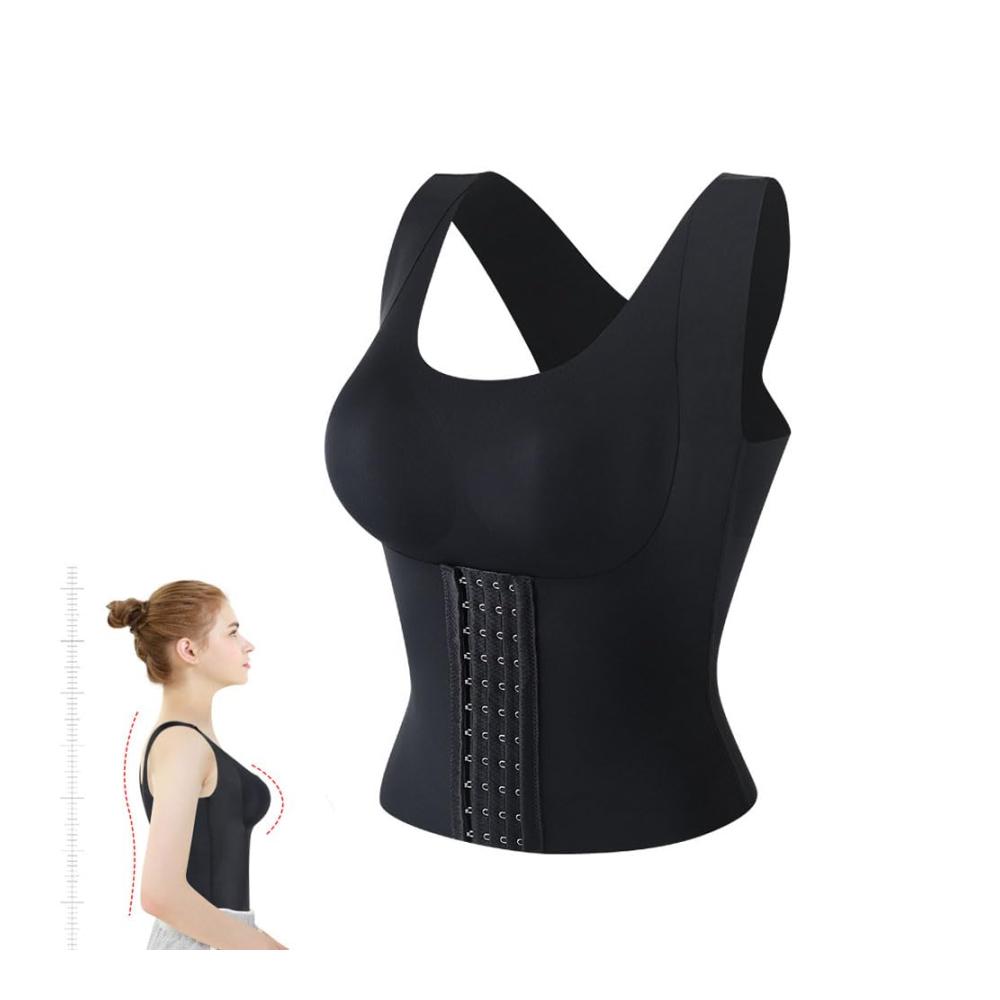 Schlank und sicher 3-in-1 Taillentrainer-BH für Frauen - Haltungskorrektur Nahtlose Formwäsche & Bauchkontrolle (Schwarz XL) - Jetzt mit formenden Tops