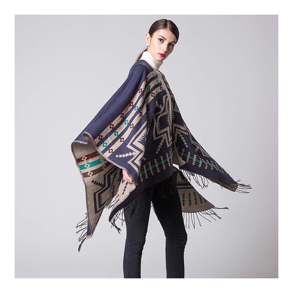 Exquisite Pashminas Damen-Poncho mit Druck Quasten & offener Vorderseite - Stilvoll und einzigartig perfekt für Eleganz und Komfort BM004