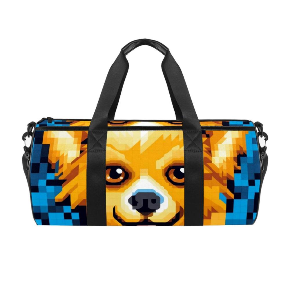 Ultimativer Weekender Faltbare Reisetasche mit Schuhfach Hundemotiv & Gepäckhülle! Stylischer Turnbeutel Orange mehrfarbig 45x23x23cm. Perfekt für deine Reisen