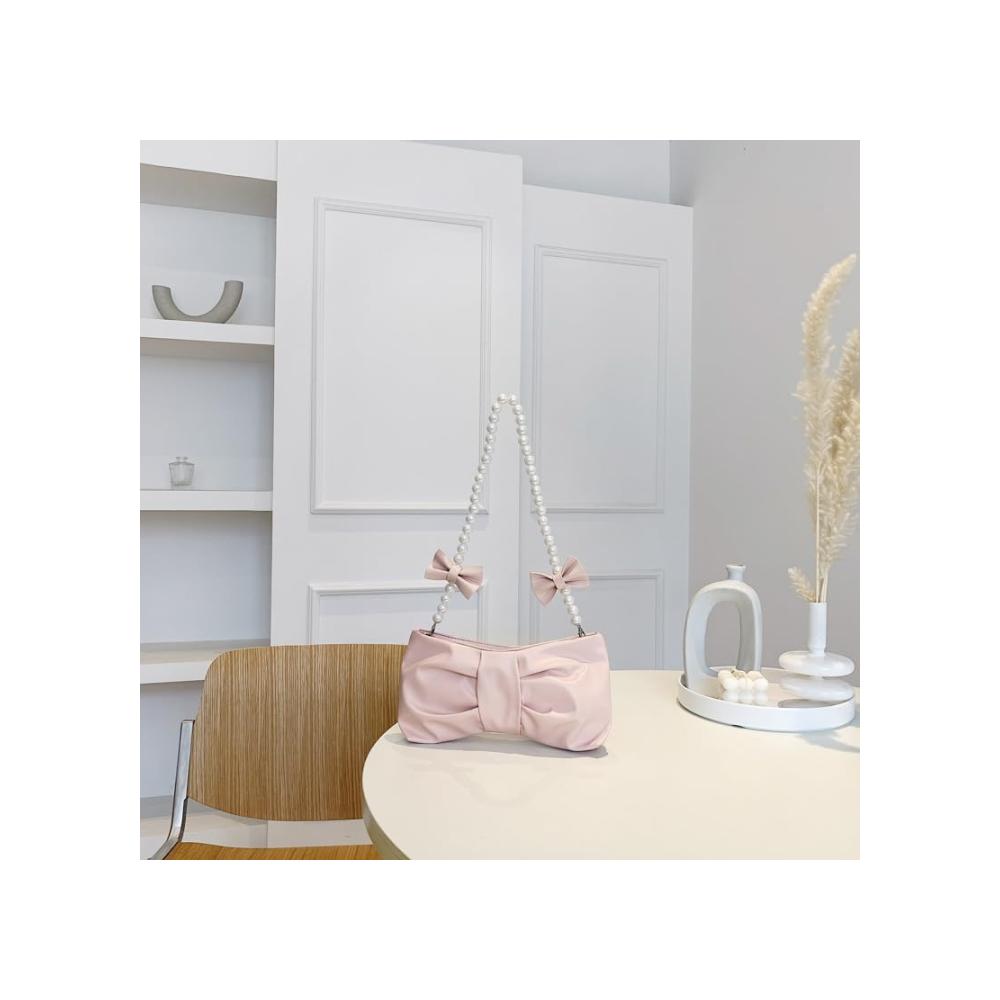 Elegante Damen-Clutch mit Perlenverzierung - Perfekt für Hochzeit Party & Abend - Satin-Tasche mit Schulterkette - Stilvolle Umhängetasche für jeden Anlass - Klein aber voller Stil