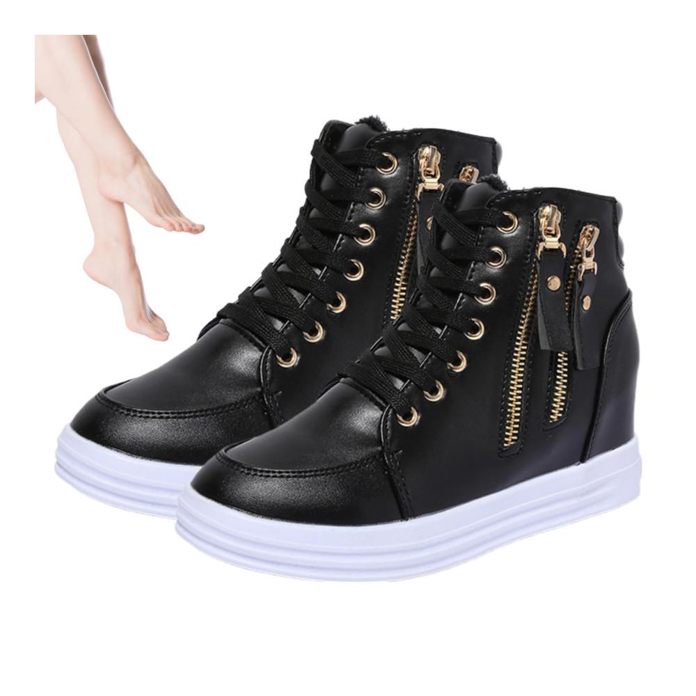 Damen Winter Plüsch Stiefeletten mit unsichtbarer Erhöhung und warmem Futter für Komfort - Kurze Stiefeletten für Damen Mädchen und Teenager
