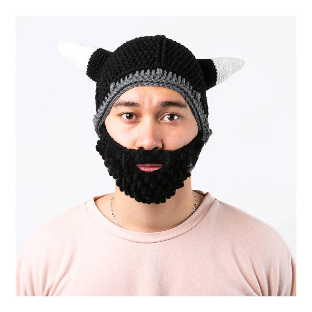Einzigartiger Horn-Hut Lustige Strickmütze mit Schnurrbart-Maske für kreative Köpfe! Handgemacht für Komfort und Stil. Perfekt für Frühling und Herbst. Hält warm und schützt