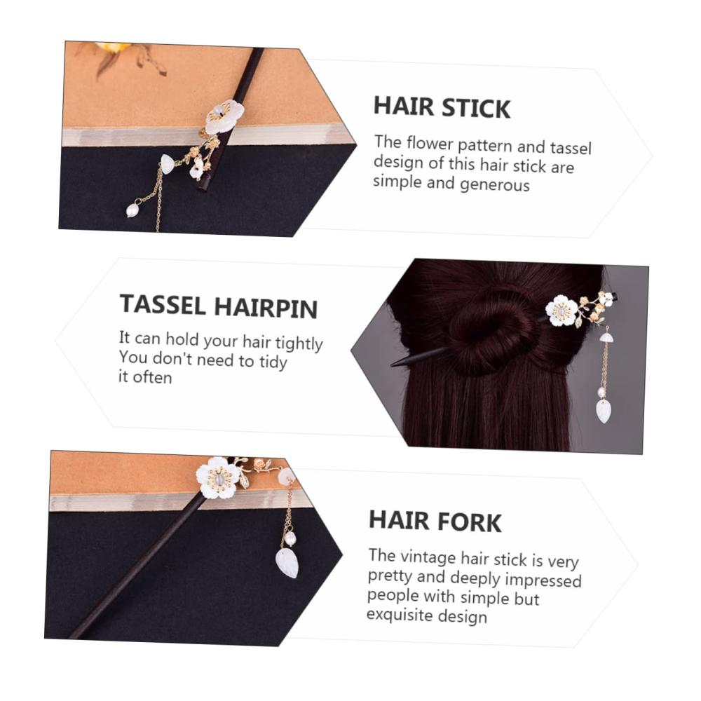 Entdecke den Vintage-Chic 3er Set Haarnadeln aus Metall für Damen - Retro-Blumenmuster Stäbchen aus Legierung und Holz - Ideales Haarschmuck-Accessoire für jede Frau