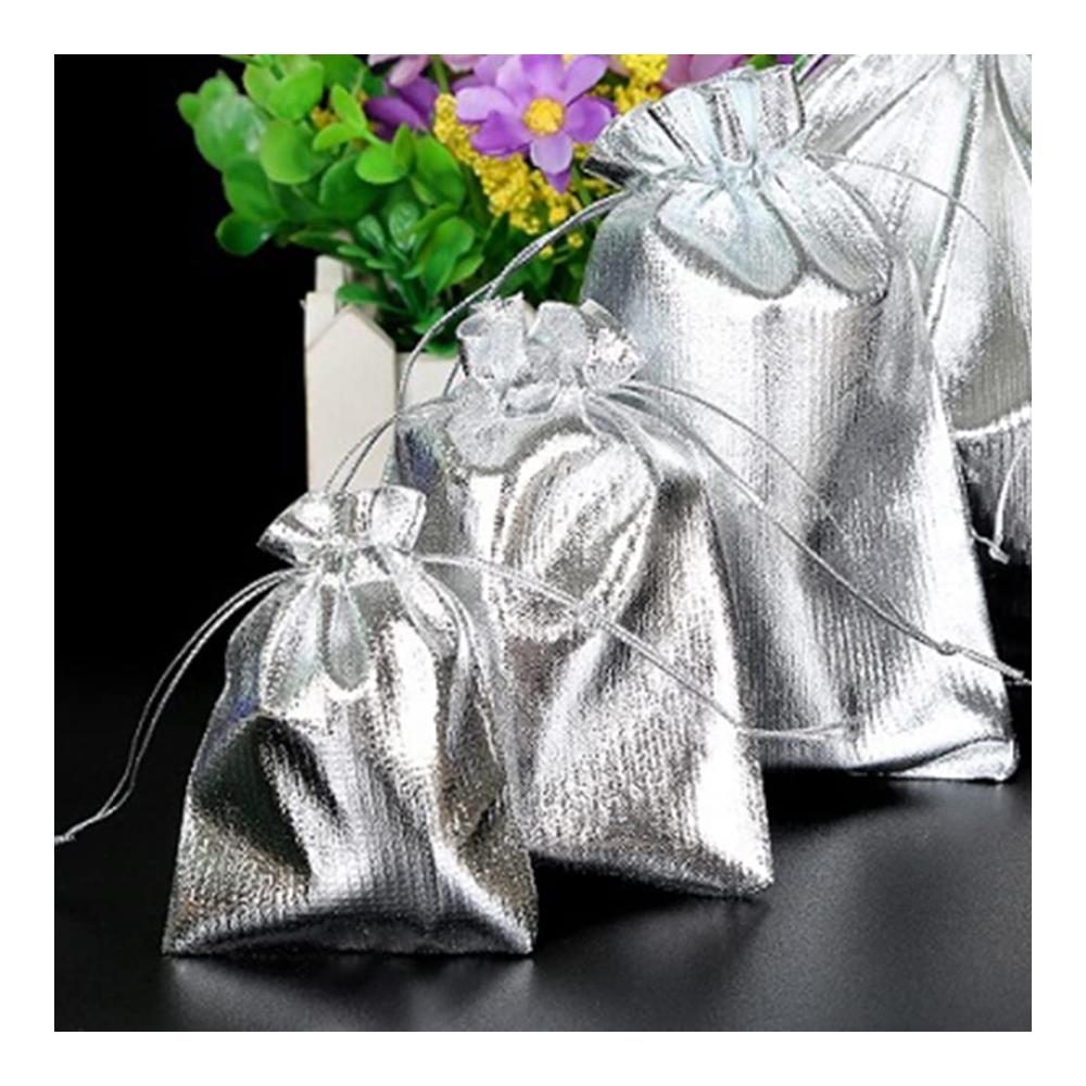 50er Packung Metallic Organzabeutel mit Kordelzug transparente Süßigkeitentüten vielseitig einsetzbar für Schmuck Dekoration Partys Hochzeitsgeschenke und mehr