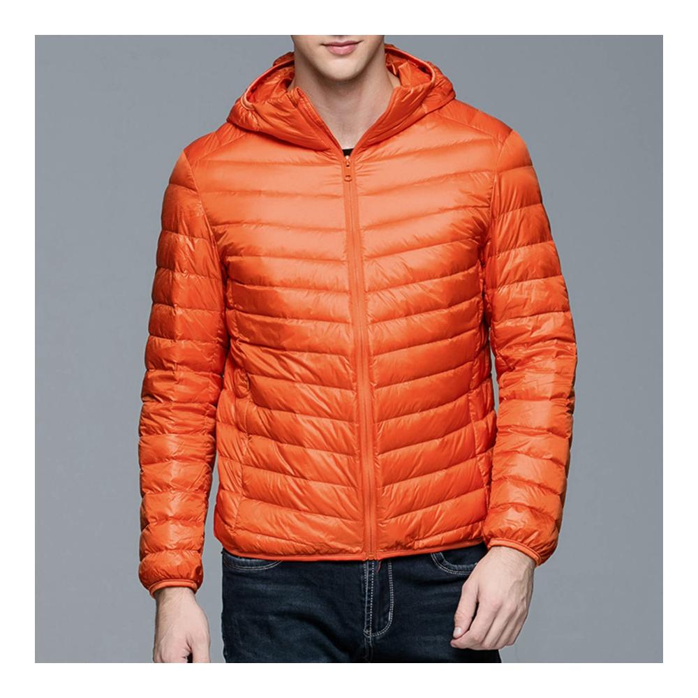 Herrenjacke für Winterschwimmen Warm gefütterte Baumwolljacke mit Reißverschlusstaschen und Kapuze ideal für Freizeit und Alltag Orange