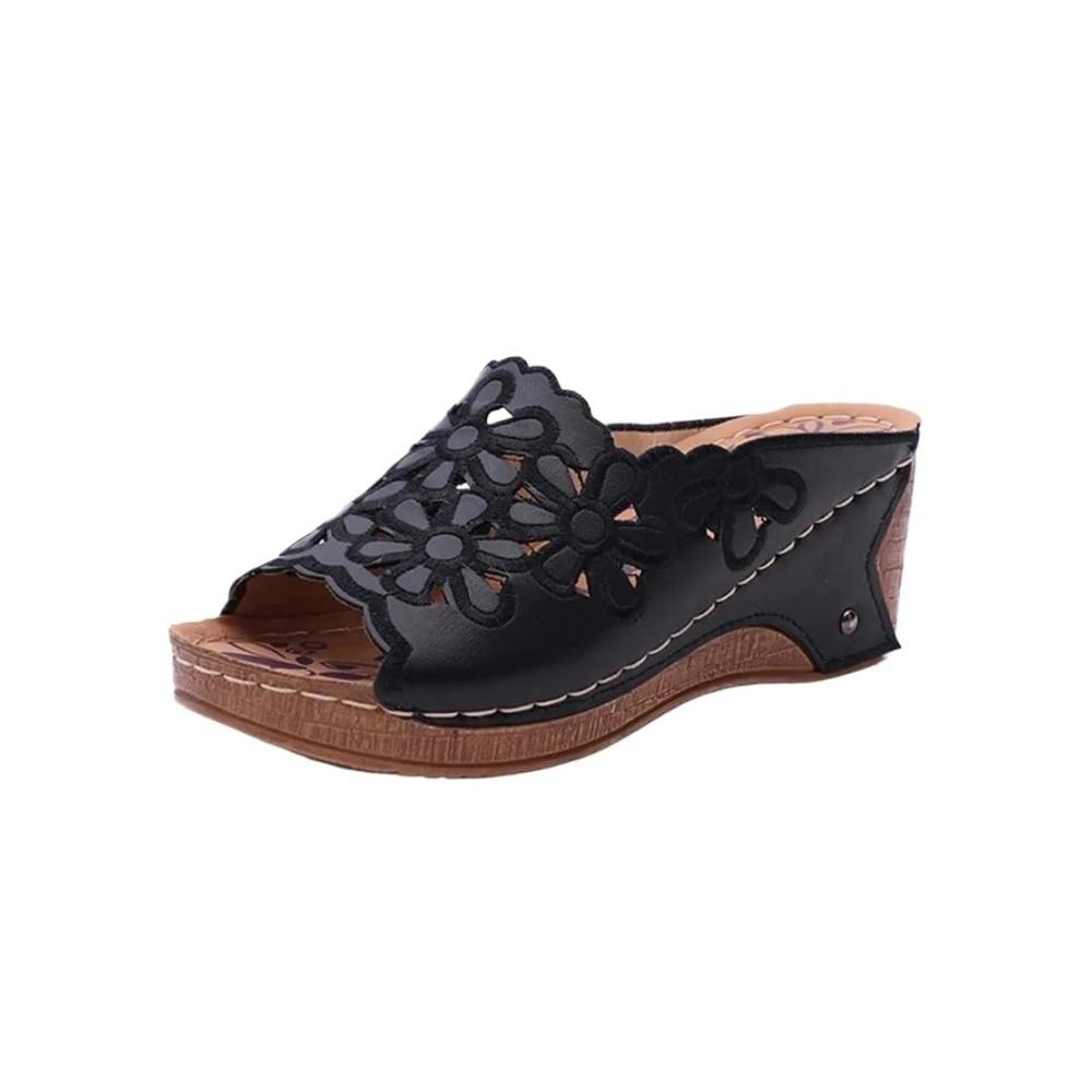 Damen Sandalen mit Plateauabsatz und offener Zehenpartie bequeme Sommerschuhe für Damen Riemchensandalen mit verstellbarem Knöchelriemen