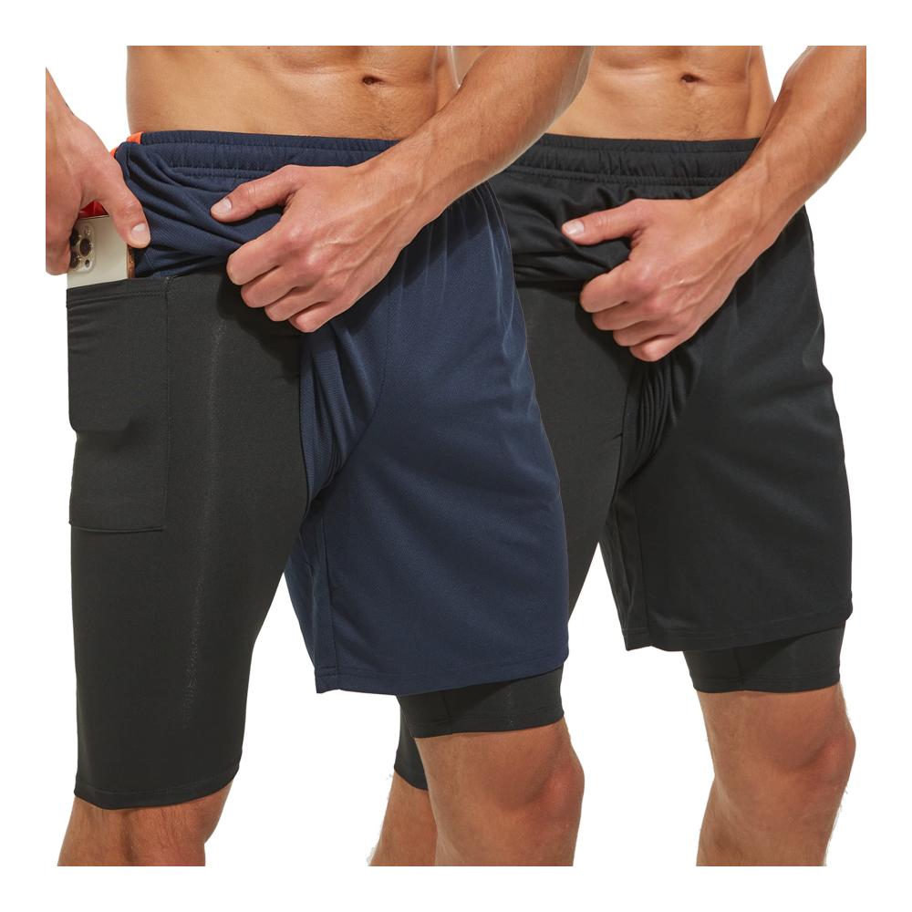 Entdecken Sie Vielseitigkeit 2er Pack atmungsaktiver Herrenshorts für Outdoor und Fitness schnell trocknend und komfortabel. Perfekt für jeden Sport