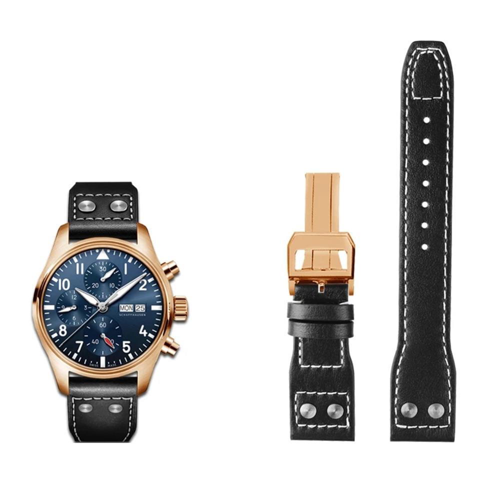 Veredeln Sie Ihr Handgelenk Echtes Leder Uhrenarmband - Passend für IWC Big Pilot Flamethrower Little Prince & Mark. Weidennagel Design 22mm. Holen Sie sich jetzt das perfekte Accessoire