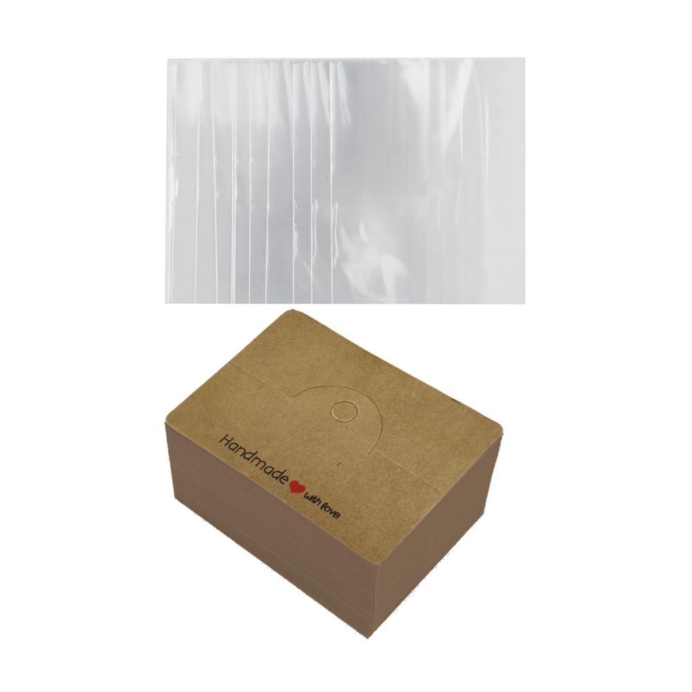 100 Stück 8 x 6 cm Schmuck-Armband-Displaykarten handgefertigt mit Liebe Aufdruck kraft Papier Karte Hängeetikett Kartonverpackung Anhänger Präsentationskärtchen Schmuckkästen