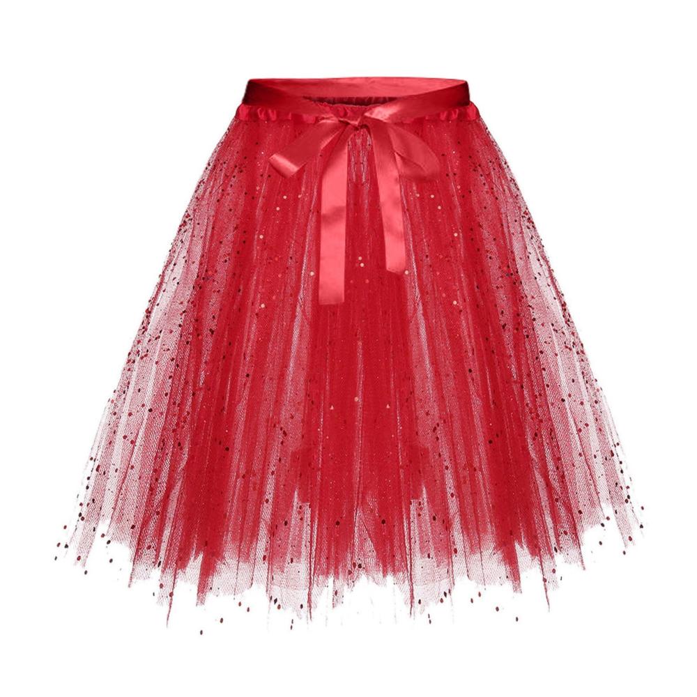 Entzückender Sternen-Pailletten-Tüllrock Perfekt für Parties Karneval & Ballett! Hohe Taille elastisch Midi-Länge. Ein Muss für jeden Anlass