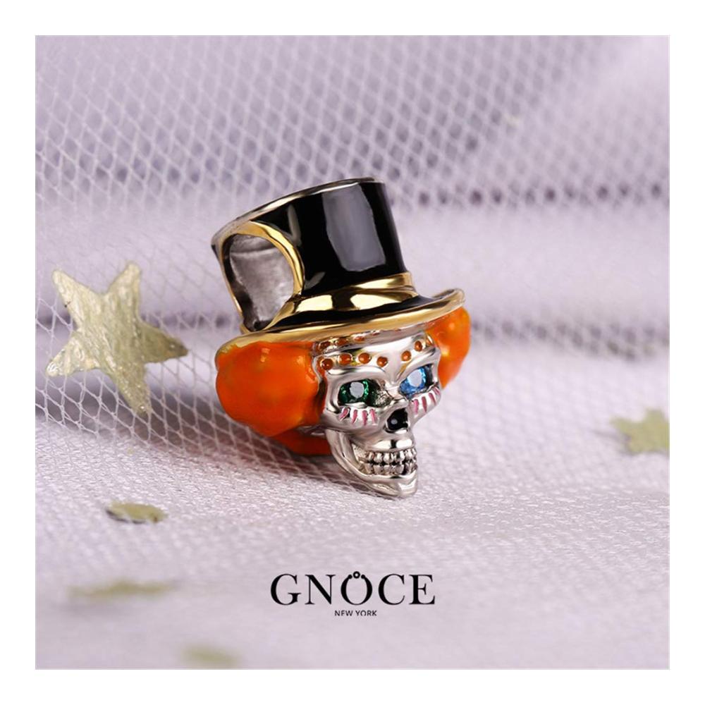 Einzigartige Bezauberung GNOCE Schädel mit Magischem Hut Charm Perle aus S925 Sterling Silber - Stilvoller Charm für individuellen Schmuck